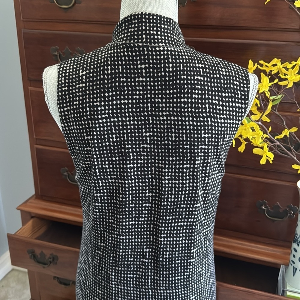 Tory Burch Black and Cream Sleeveless Wool Jersey Dress Size Large - Picture 9 of 13